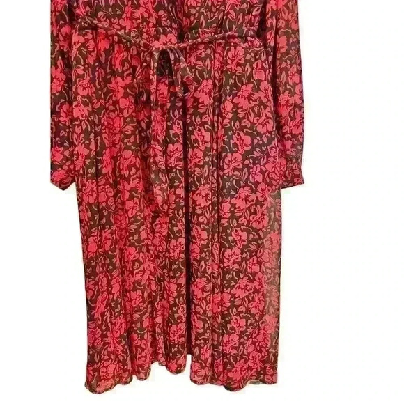 Torrid Sz 2X Midi Crinkle Chiffon Surplice Balloon Sleeve Dress Office Party - Picture 8 of 16